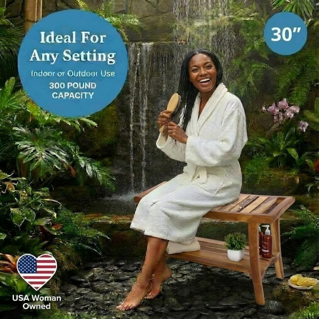 Panca doccia in teak con ripia - Outdoor Furniture For Pool recensione e prezzo